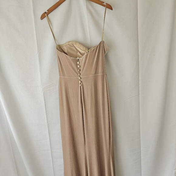 Reveley Quinn Velvet Maxi Strapless Dress In Gold Champagne Size 2 Women's - Picture 9 of 13